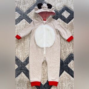 Cat & Jack 6-9m zip up hooded reindeer outfit. Christmas baby outfit.